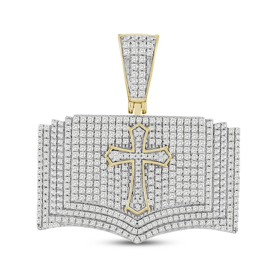 Diamond Cross & Book Charm 1 ct tw 10K Yellow Gold