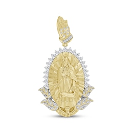 Diamond Our Lady of Guadalupe Oval Charm 1/2 ct tw 10K Yellow Gold