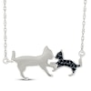 Thumbnail Image 1 of Black Diamond Cat & Kitten Necklace 1/15 ct tw Sterling Silver 18&quot;