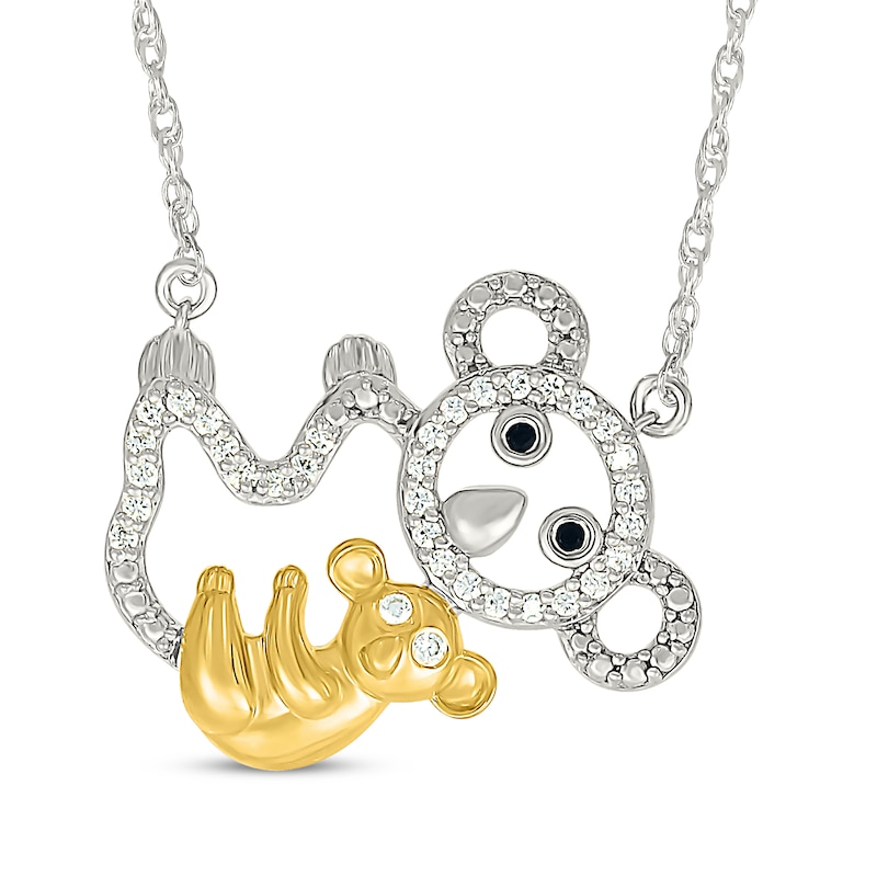 Main Image 1 of Diamond Koala & Baby Necklace 1/6 ct tw Sterling Silver & 10K Yellow Gold 18&quot;