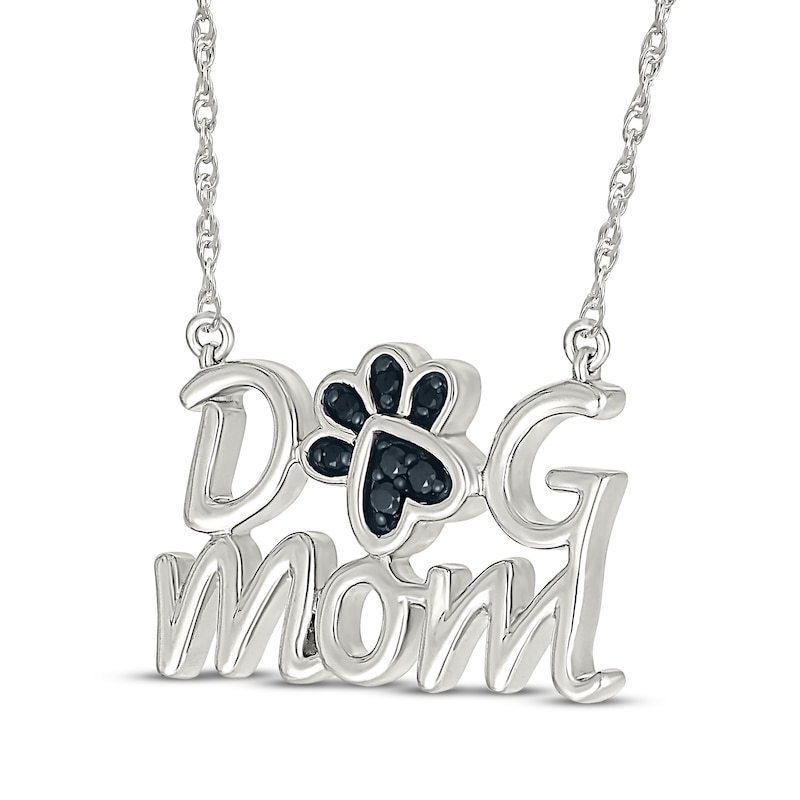 Main Image 2 of Black Diamond &quot;Dog Mom&quot; Paw Print Necklace 1/20 ct tw Sterling Silver 18&quot;