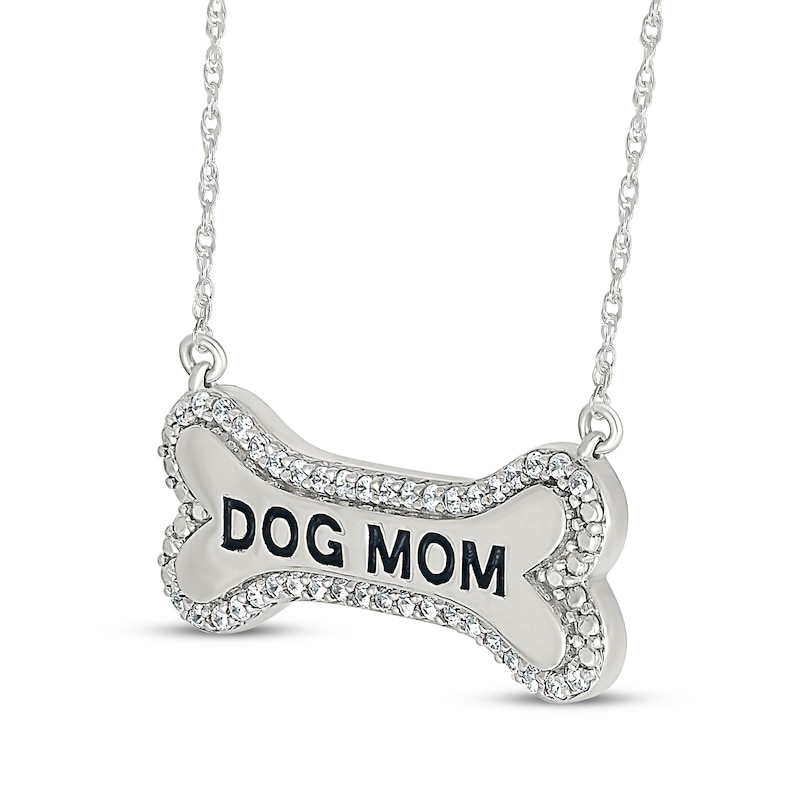 Main Image 2 of Diamond &quot;Dog Mom&quot; Bone Necklace 1/5 ct tw Sterling Silver 18&quot;