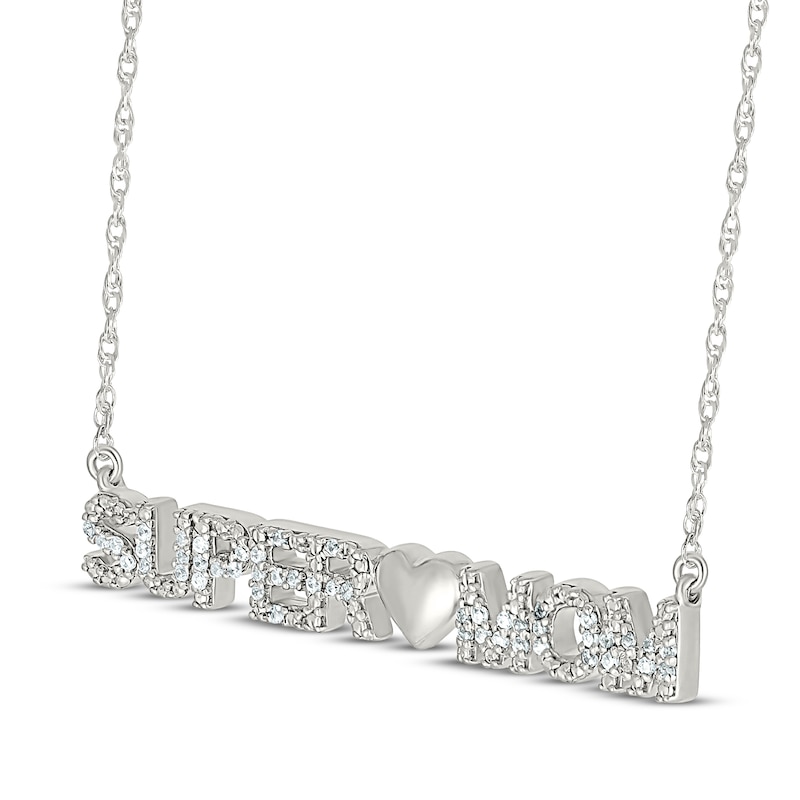 Main Image 2 of Diamond &quot;Super Mom&quot; Necklace 1/10 ct tw Sterling Silver 18&quot;