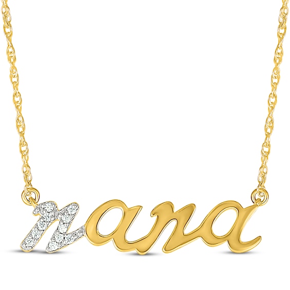 Diamond "Nana" Necklace 1/20 ct tw 10K Yellow Gold 18"