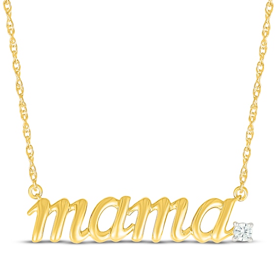 Diamond "Mama" Necklace 1/20 ct tw 10K Yellow Gold 18"