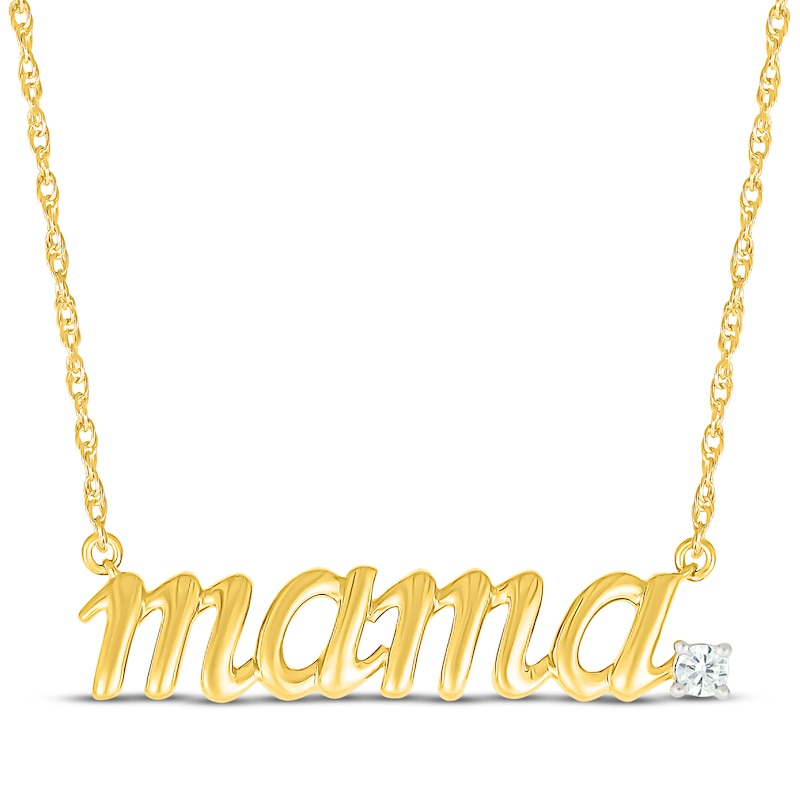 Main Image 1 of Diamond &quot;Mama&quot; Necklace 1/20 ct tw 10K Yellow Gold 18&quot;