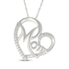 Thumbnail Image 1 of Diamond &quot;Mom&quot; Tilted Heart Necklace 1/15 ct tw 10K White Gold 18&quot;