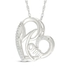 Thumbnail Image 2 of Diamond &quot;Mom&quot; Tilted Heart Necklace 1/15 ct tw 10K White Gold 18&quot;