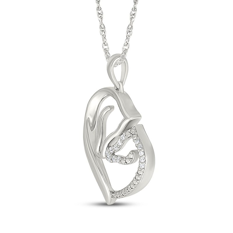 Main Image 2 of Diamond Horses Heart Necklace 1/20 ct tw Sterling Silver 18&quot;