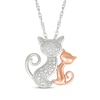 Thumbnail Image 0 of Diamond Mother Cat & Kitten Necklace 1/10 ct tw Sterling Silver & 10K Rose Gold 18"