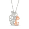 Thumbnail Image 1 of Diamond Mother Cat & Kitten Necklace 1/10 ct tw Sterling Silver & 10K Rose Gold 18"