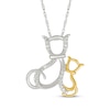 Thumbnail Image 1 of Diamond Mother Cat & Kitten Necklace 1/10 ct tw Sterling Silver & 10K Yellow Gold 18&quot;