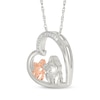 Thumbnail Image 2 of Diamond Heart Mother Cat & Kitten Necklace 1/20 ct tw Sterling Silver & 10K Rose Gold 18&quot;