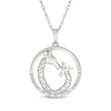 Thumbnail Image 1 of Mother & Baby Giraffes Diamond Accent Circle Necklace Sterling Silver 18&quot;