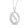 Thumbnail Image 2 of Mother & Baby Giraffes Diamond Accent Circle Necklace Sterling Silver 18&quot;