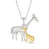 Thumbnail Image 1 of Diamond Mother & Baby Giraffe Necklace 1/20 ct tw Sterling Silver & 10K Yellow Gold 18&quot;