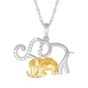 Thumbnail Image 1 of Diamond Mother & Baby Elephant Necklace 1/20 ct tw Sterling Silver & 10K Yellow Gold 18&quot;