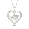 Thumbnail Image 1 of Diamond Heart Mother & Baby Elephant Necklace 1/8 ct tw Sterling Silver 18&quot;