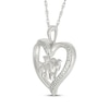 Thumbnail Image 2 of Diamond Heart Mother & Baby Elephant Necklace 1/8 ct tw Sterling Silver 18&quot;