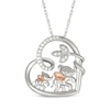 Thumbnail Image 1 of Diamond Elephants Tilted Heart Necklace 1/10 ct tw Sterling Silver & 10K Rose Gold 18&quot;