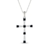 Thumbnail Image 1 of Black & White Diamond Cross Necklace 1/4 ct tw Sterling Silver 18&quot;