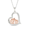 Thumbnail Image 1 of Diamond Foxes Tilted Heart Necklace 1/15 ct tw Sterling Silver & 10K Rose Gold 18&quot;