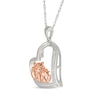 Thumbnail Image 2 of Diamond Foxes Tilted Heart Necklace 1/15 ct tw Sterling Silver & 10K Rose Gold 18&quot;