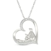 Thumbnail Image 1 of Diamond Polar Bears Tilted Heart Necklace 1/10 ct tw Sterling Silver 18&quot;