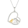 Thumbnail Image 0 of Diamond Lions Tilted Heart Necklace 1/20 ct tw Sterling Silver & 10K Yellow Gold 18"