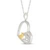 Thumbnail Image 1 of Diamond Lions Tilted Heart Necklace 1/20 ct tw Sterling Silver & 10K Yellow Gold 18"