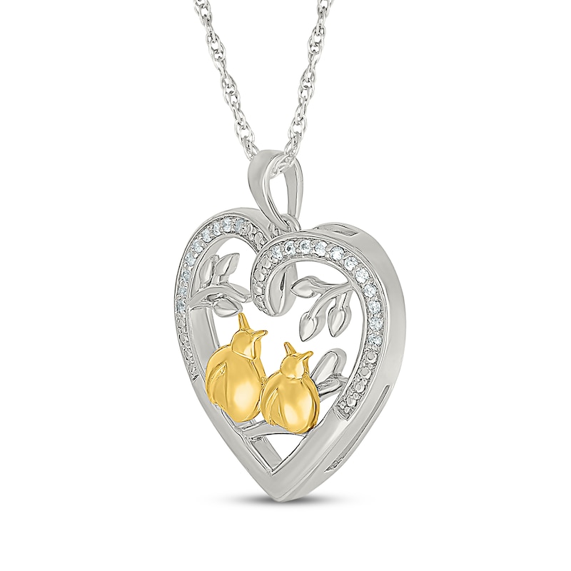 Main Image 2 of Diamond Heart Ladybugs Necklace 1/15 ct tw Sterling Silver & 10K Yellow Gold 18&quot;