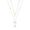 Thumbnail Image 1 of Diamond Double Layer Cross Necklace 1/6 ct tw Sterling Silver & 10K Yellow Gold 18&quot;