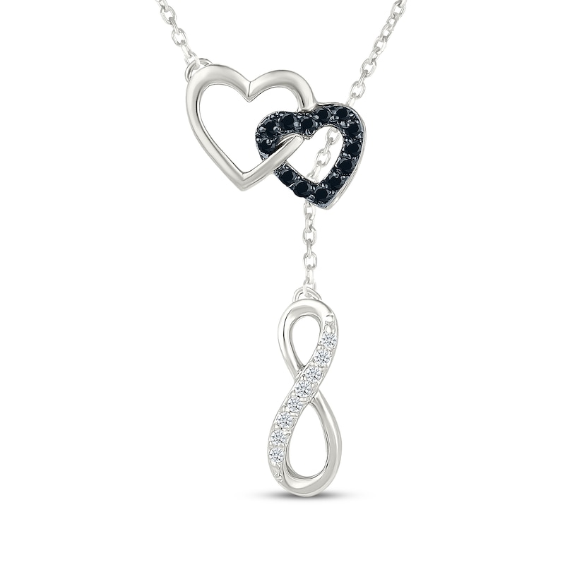 Black & White Diamond Hearts & Infinity Lariat Necklace 1/10 ct tw ...