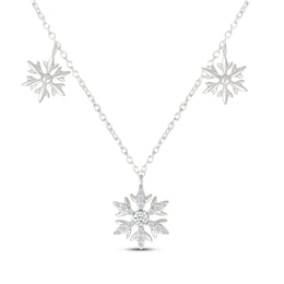 Diamond Snowflake Station Necklace 1/8 ct tw Sterling Silver 18&quot;