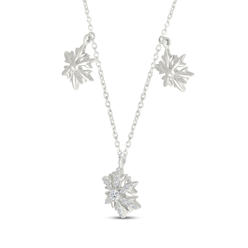 Main Image 2 of Diamond Snowflake Station Necklace 1/8 ct tw Sterling Silver 18&quot;