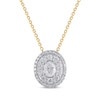 Thumbnail Image 1 of Oval-Cut Diamond Double Halo Necklace 1/2 ct tw 10K Yellow Gold 18&quot;