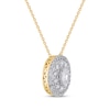 Thumbnail Image 2 of Oval-Cut Diamond Double Halo Necklace 1/2 ct tw 10K Yellow Gold 18&quot;