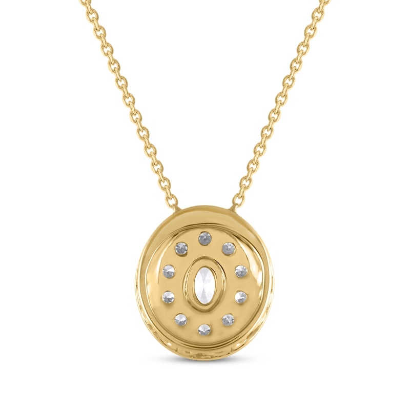 Main Image 3 of Oval-Cut Diamond Double Halo Necklace 1/2 ct tw 10K Yellow Gold 18&quot;