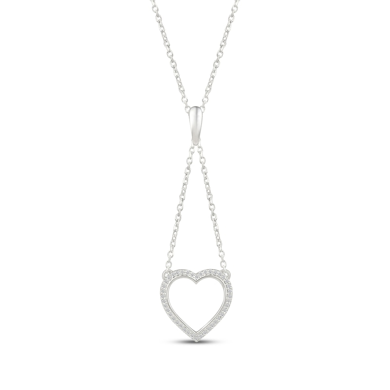 Main Image 1 of Diamond Heart Dangle Necklace 1/8 ct tw Sterling Silver 18&quot;