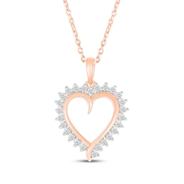 Diamond Heart Outline Necklace 1/4 ct tw 10K Rose Gold 18&quot;