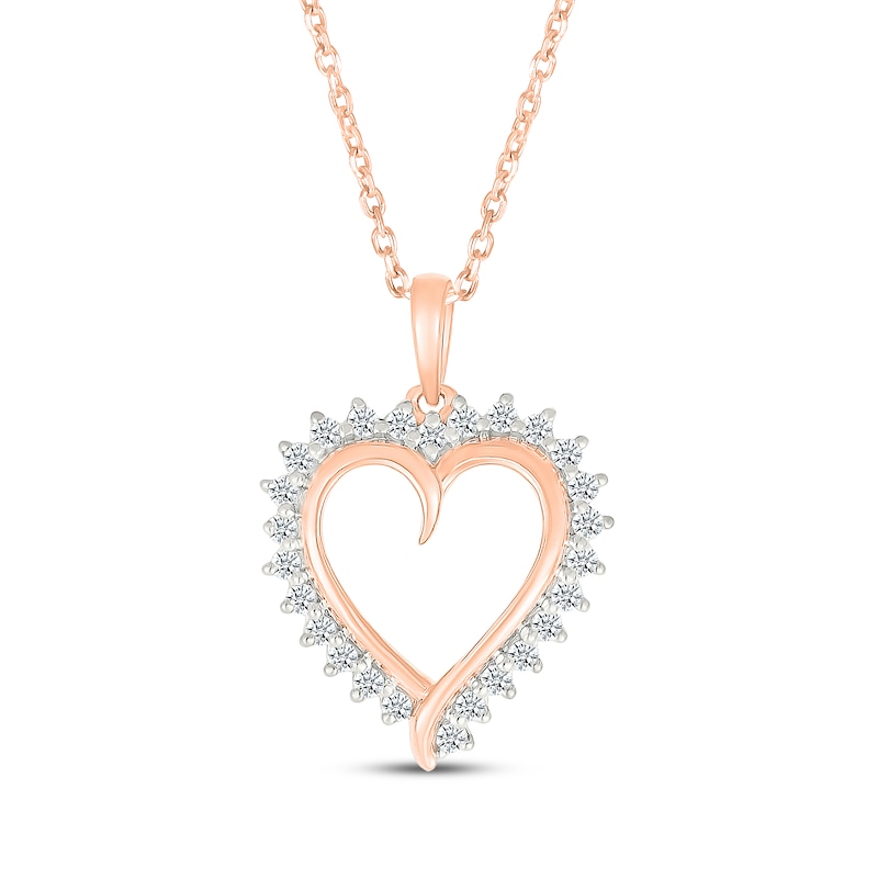 Main Image 1 of Diamond Heart Outline Necklace 1/4 ct tw 10K Rose Gold 18&quot;