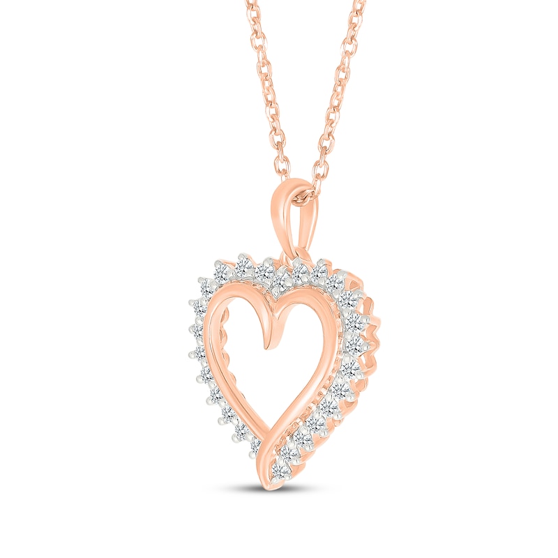 Main Image 2 of Diamond Heart Outline Necklace 1/4 ct tw 10K Rose Gold 18&quot;