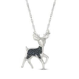 Black Diamond Reindeer Necklace 1/15 ct tw Sterling Silver 18&quot;