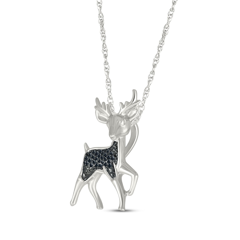 Main Image 2 of Black Diamond Reindeer Necklace 1/15 ct tw Sterling Silver 18&quot;