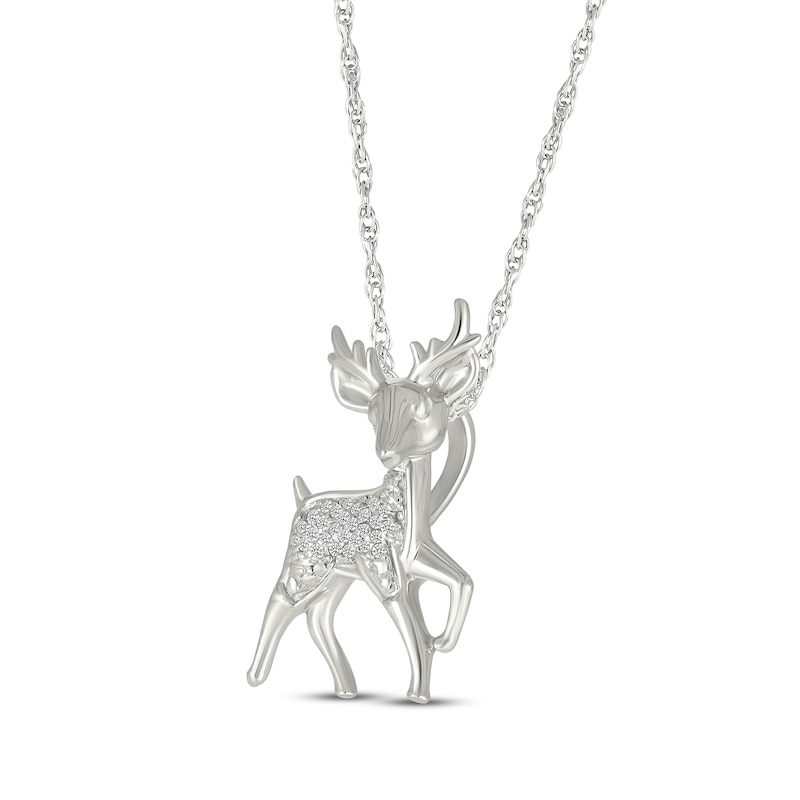 Main Image 2 of Diamond Reindeer Necklace 1/15 ct tw Sterling Silver 18&quot;