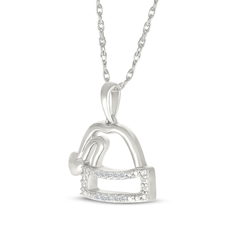 Main Image 2 of Diamond Santa Hat Necklace 1/20 ct tw Sterling Silver 18&quot;