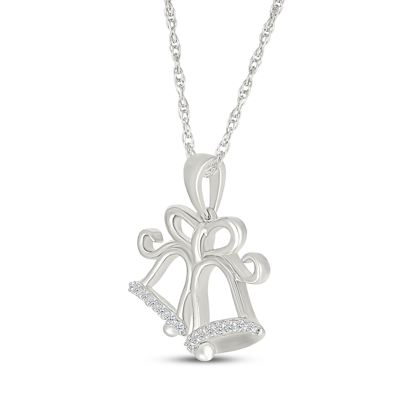 Main Image 2 of Diamond Christmas Bells Necklace 1/15 ct tw Sterling Silver 18&quot;