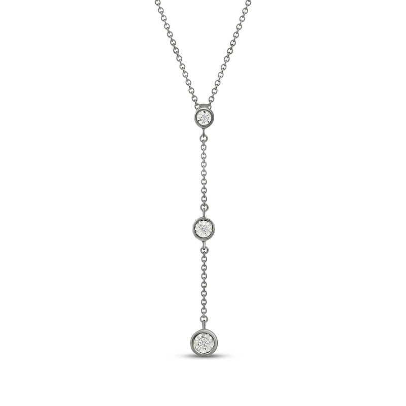 Diamond Station Y-Drop Necklace 1/20 ct tw Sterling Silver