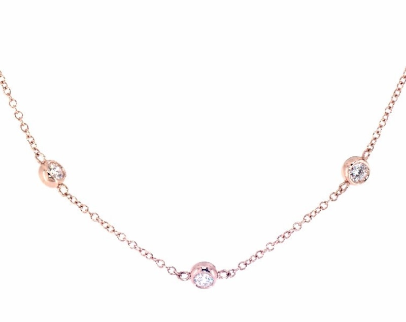 Lab-Grown Diamonds by KAY Bezel-Set Station Necklace 1 ct tw 14K Rose Gold 19"