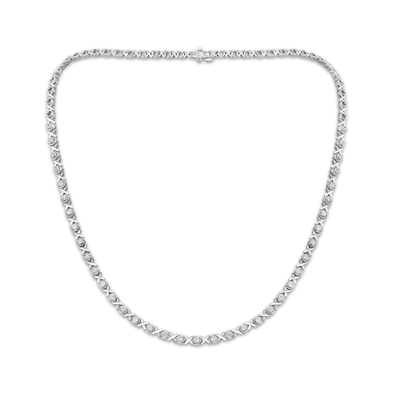 Main Image 1 of Diamond &quot;XO&quot; Riviera Necklace 1/2 ct tw 10K White Gold 18&quot;